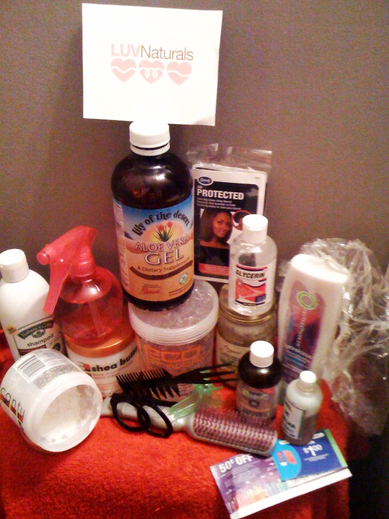 Assorted natural hair care products